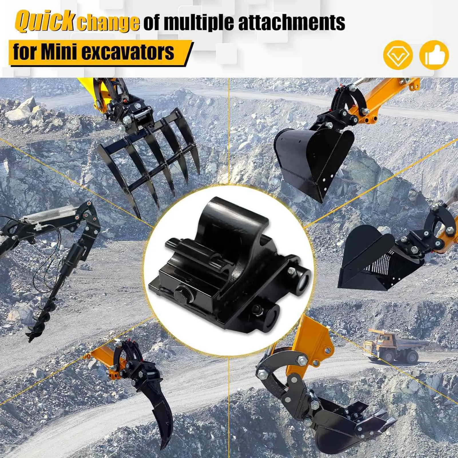 Excavator Quick Coupler Labor Saving High Strength Excavator  Hitch Alloy Steel Practical for Mini Excavators
