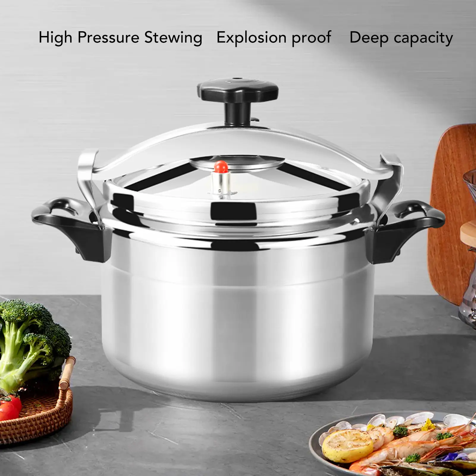 Pressure Cooker Professional 7L Large Capacity Efficient Safety non Coating Double Ears Aluminum Pressure Canner for Gas Stove