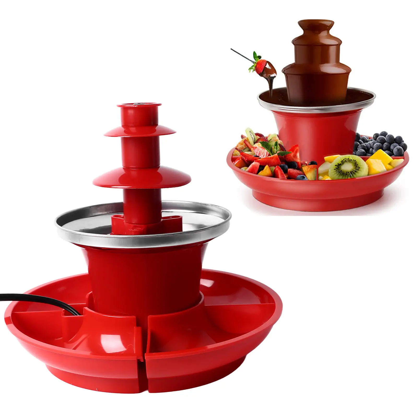 3 Layer Chocolate Fountain Detachable Mini Chocolate Chocolate Melt Fondue for Party Games Night Christmas Halloween