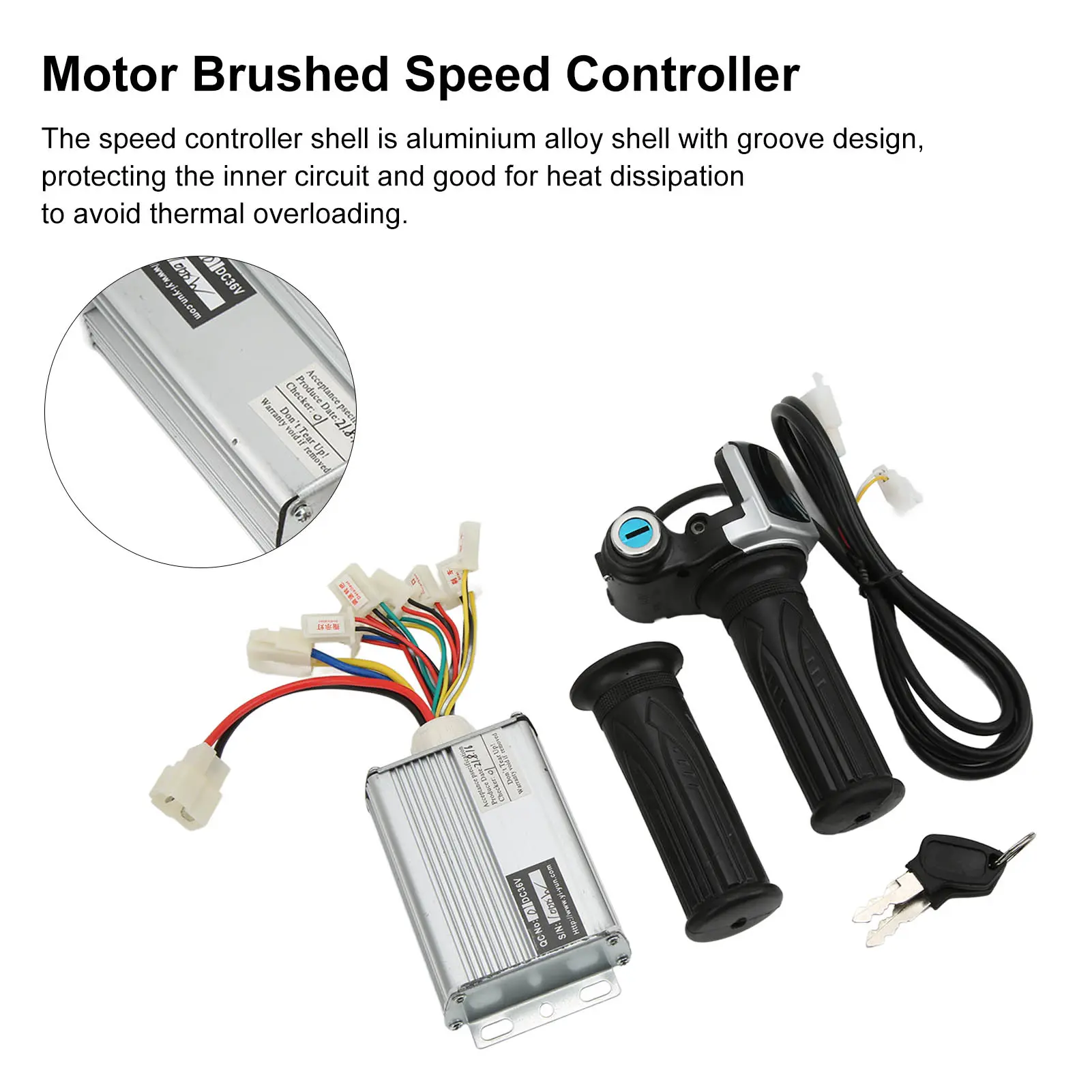 36V 1000W Bike Motor Brushed Speed Controller with Locking Battery Display Throttle Twist Grip for Mini Bike