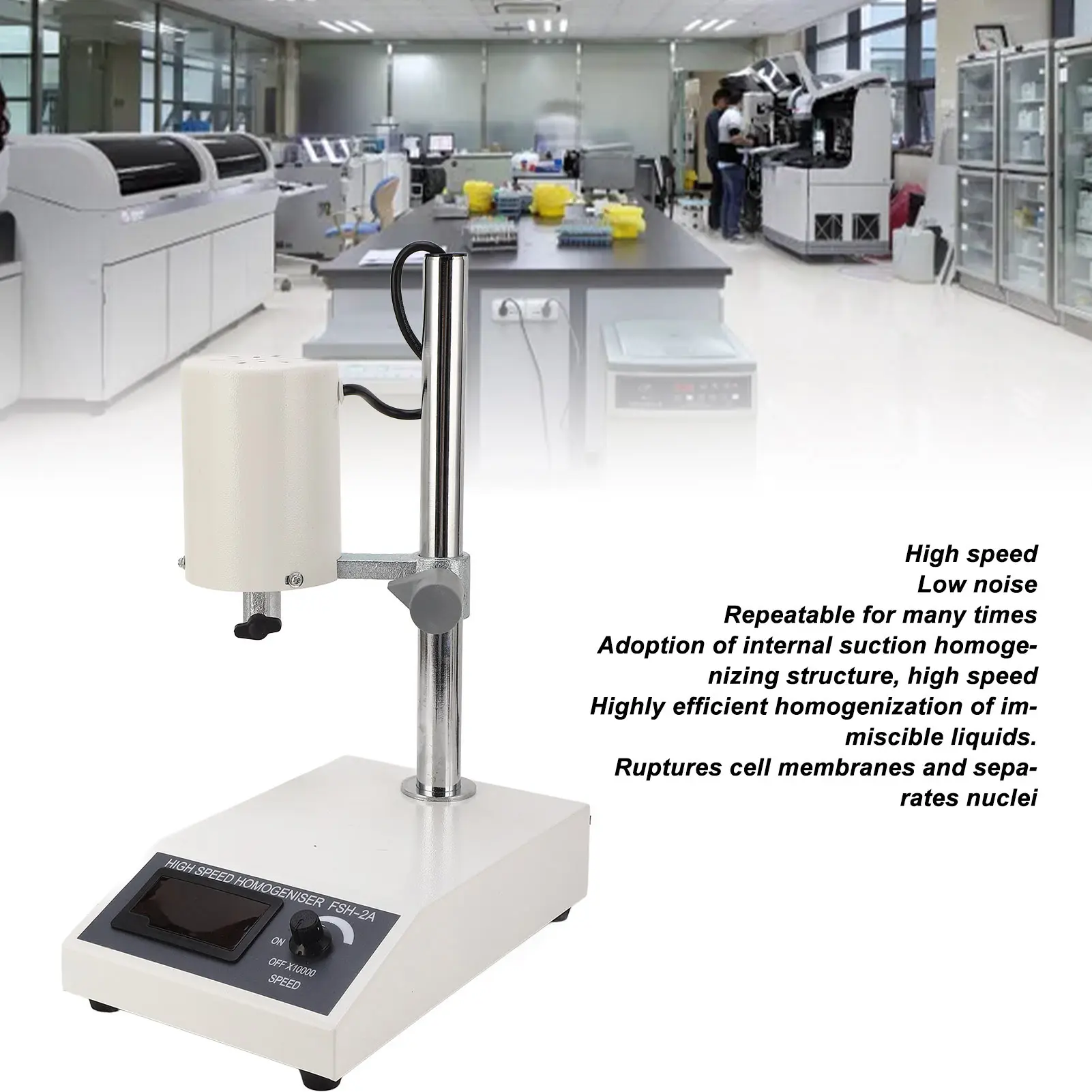 Emulsifier Homogenizer Adjustable 3 Minutes Maximum Disperser Homogenizer ABS 8000‑22000rpm 5‑1000ml 185W for Mixing