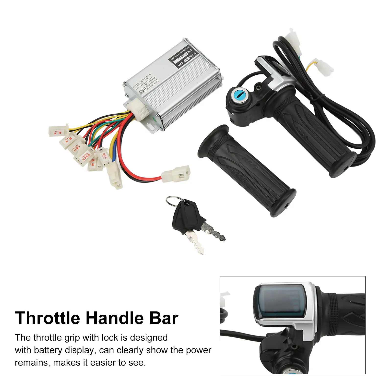 36V 1000W Bike Motor Brushed Speed Controller with Locking Battery Display Throttle Twist Grip for Mini Bike