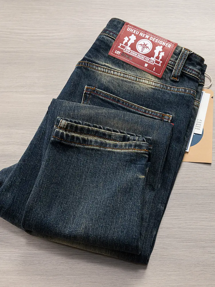 2026 Spring and Autumn New American Retro Heavyweight Denim Jeans Men's High Street 94.2% Cotton Washed Straight Casual Pants