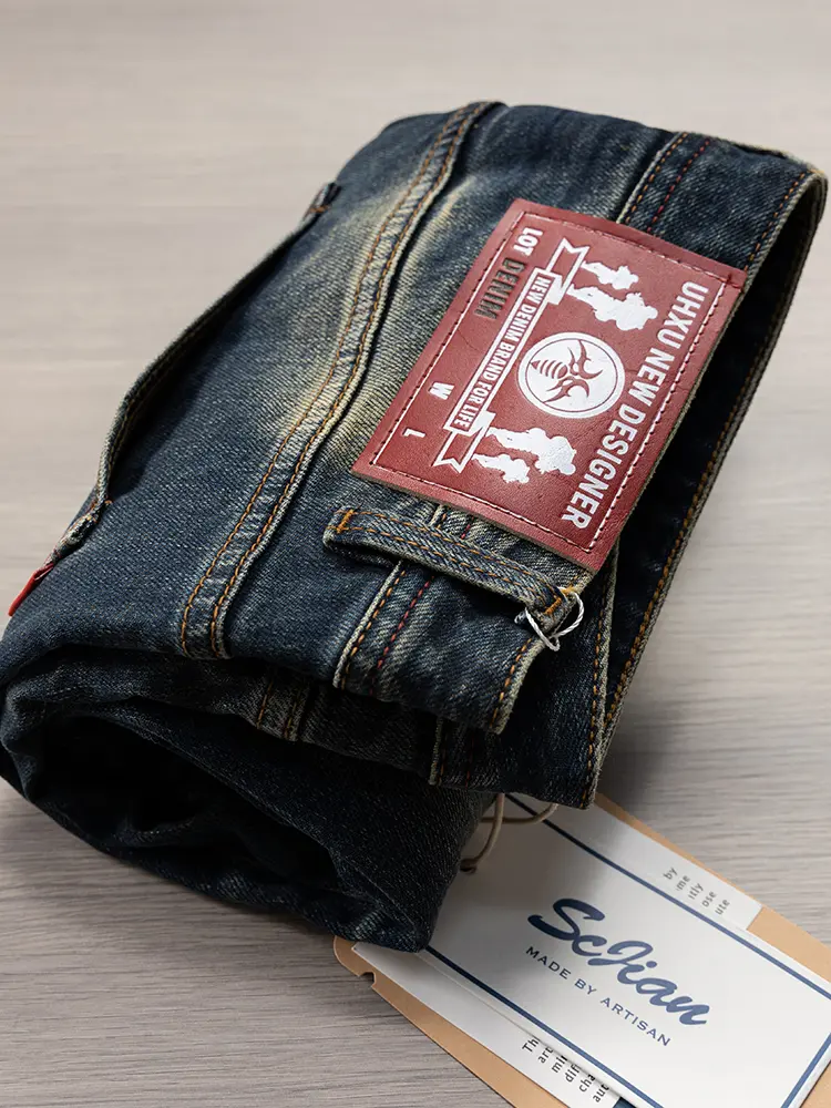 2026 Spring and Autumn New American Retro Heavyweight Denim Jeans Men's High Street 94.2% Cotton Washed Straight Casual Pants