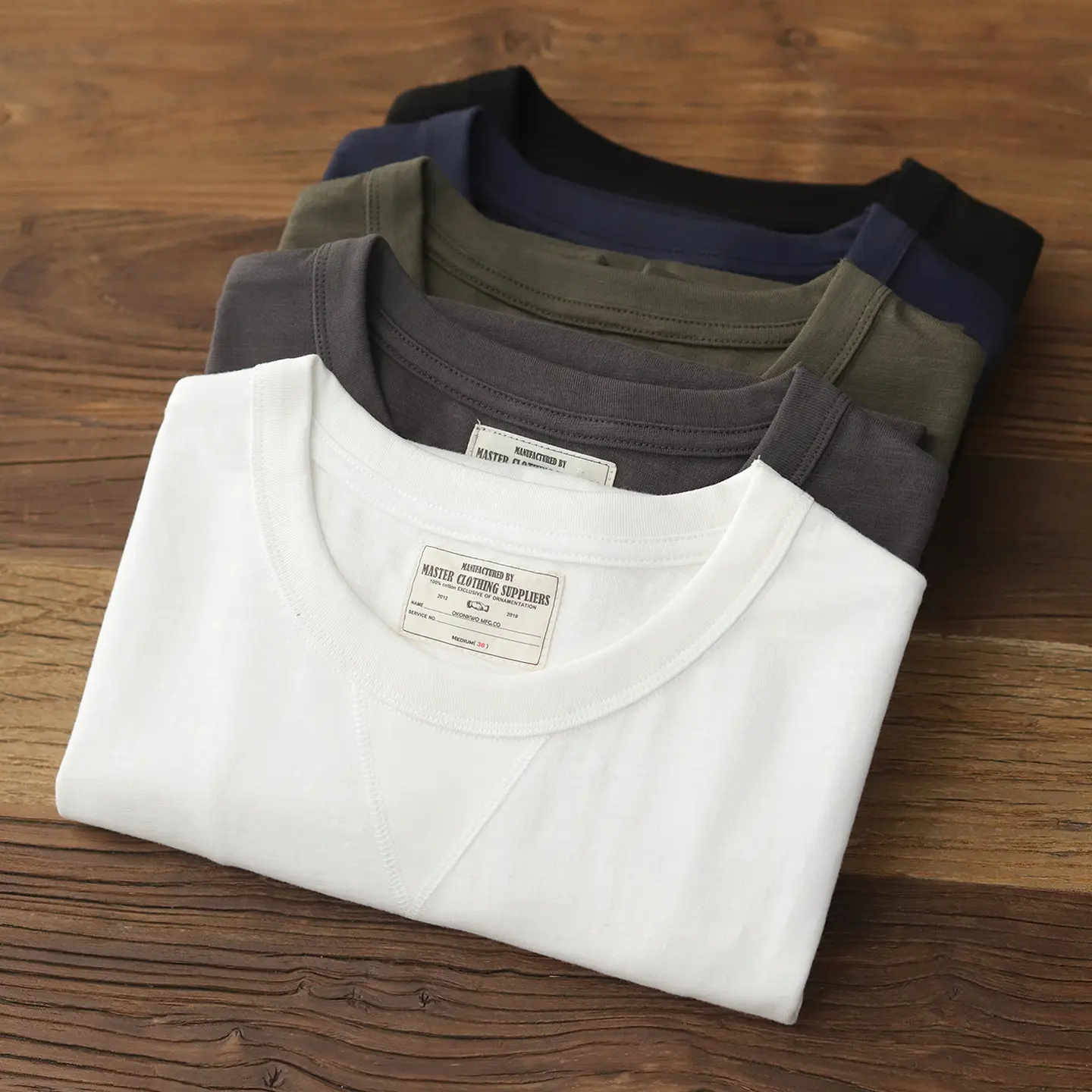 Summer New American Retro 250g Short-sleeved O-neck Solid Color T-shirt Men's Fashion Simple 100% Slub Cotton Washed Casual Tops