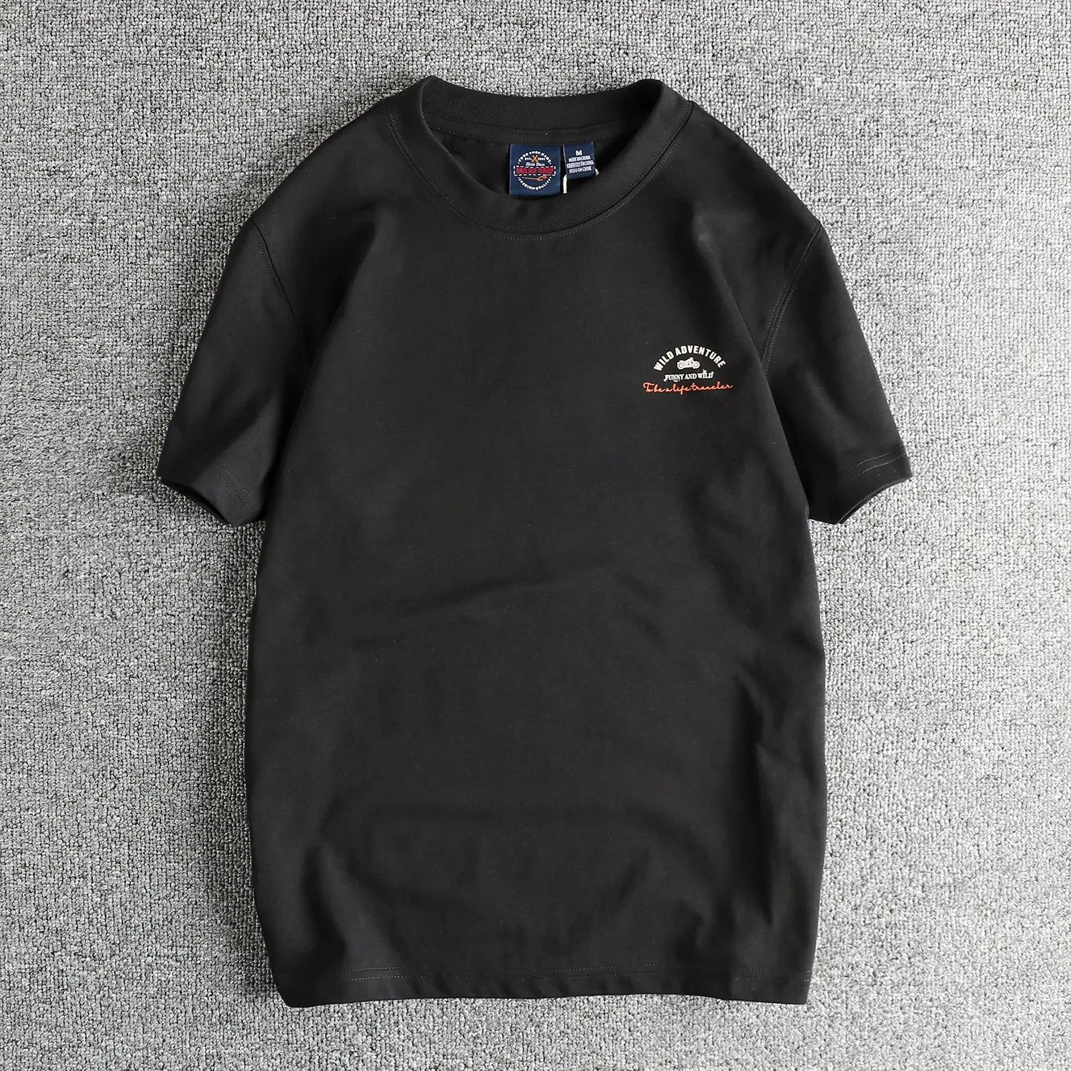 2025 Summer New American Retro Short Sleeve O-neck Motorcycle Printed T-shirt Men's Fashion 100% Cotton Washed Casual Youth Tops