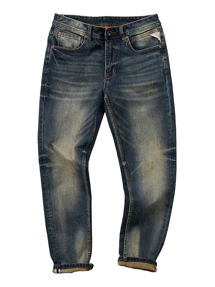 2026 Spring and Autumn New American Retro Heavyweight Denim Jeans Men's High Street 94.2% Cotton Washed Straight Casual Pants