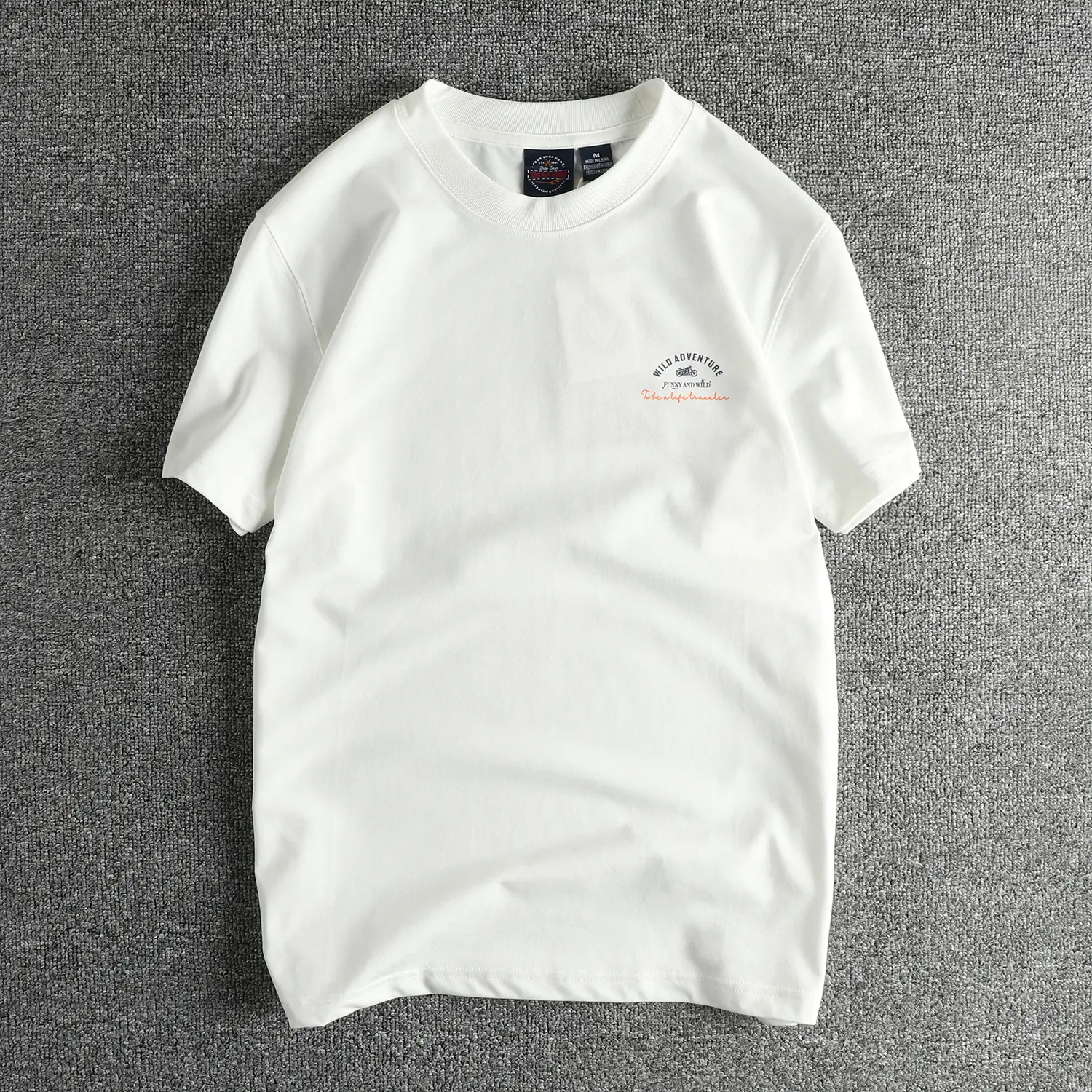 2025 Summer New American Retro Short Sleeve O-neck Motorcycle Printed T-shirt Men's Fashion 100% Cotton Washed Casual Youth Tops