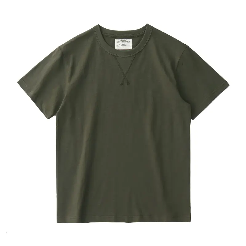 Summer New American Retro 250g Short-sleeved O-neck Solid Color T-shirt Men's Fashion Simple 100% Slub Cotton Washed Casual Tops