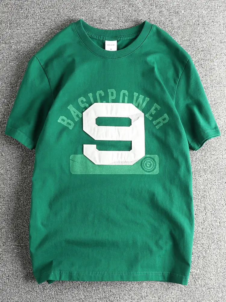 2025 Summer American Retro Short Sleeve O-neck Pitch Digital Printed T-shirt Men's Simple Fashion 100% Cotton Washed Casual Tops