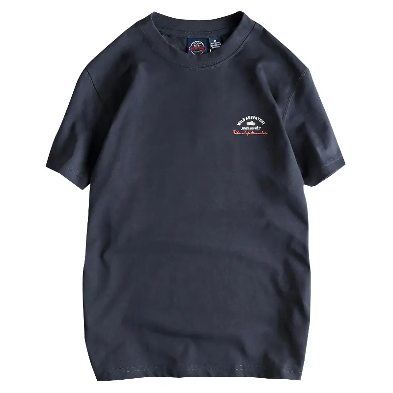2025 Summer New American Retro Short Sleeve O-neck Motorcycle Printed T-shirt Men's Fashion 100% Cotton Washed Casual Youth Tops