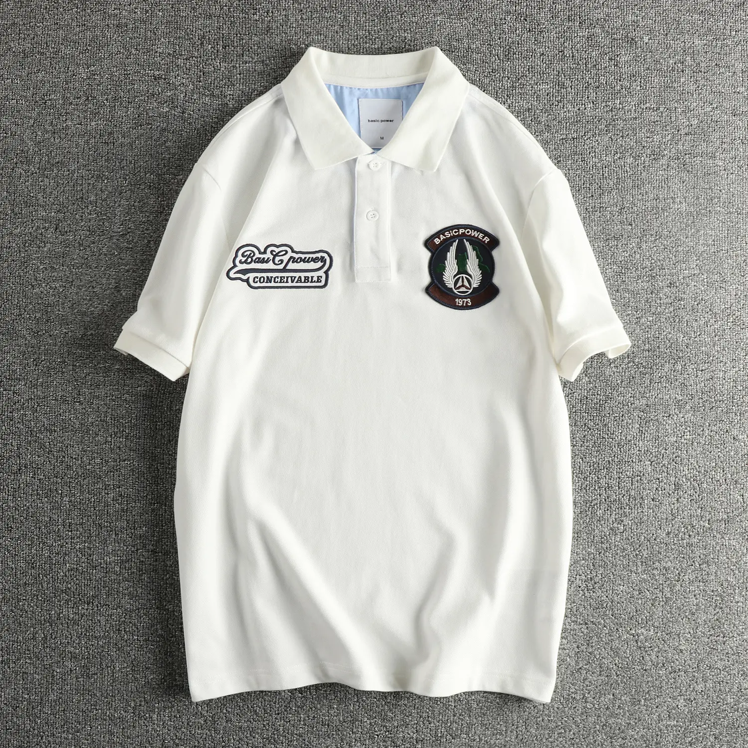 Summer New American Retro Short-sleeved Lapel Embroidery Badge Polo Shirt Men's Fashion 100% Cotton Washed Casual Business Tops