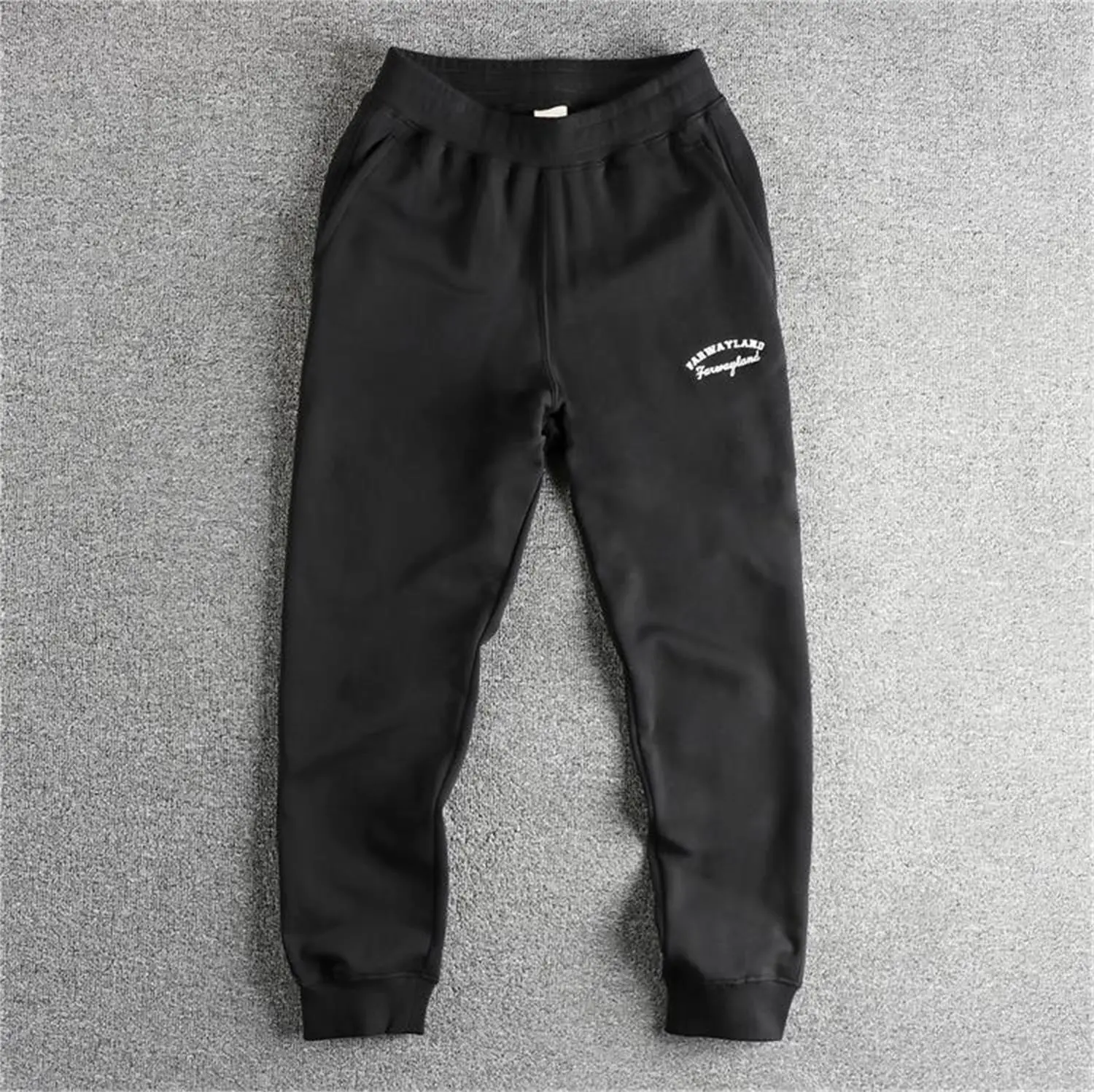Spring New American Retro Terry Cloth Letter Embroidery Sweatpants Men's Simple Washed Drawstring Casual Sports Ankle-tied Pants