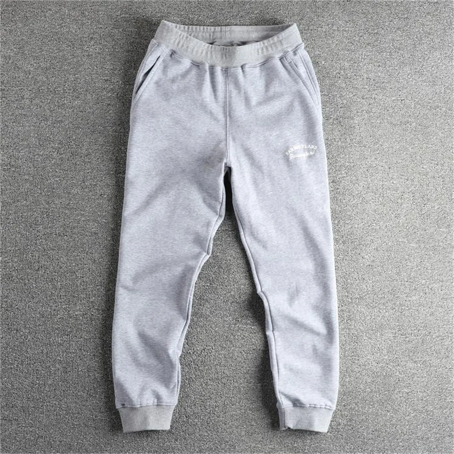 Spring New American Retro Terry Cloth Letter Embroidery Sweatpants Men's Simple Washed Drawstring Casual Sports Ankle-tied Pants