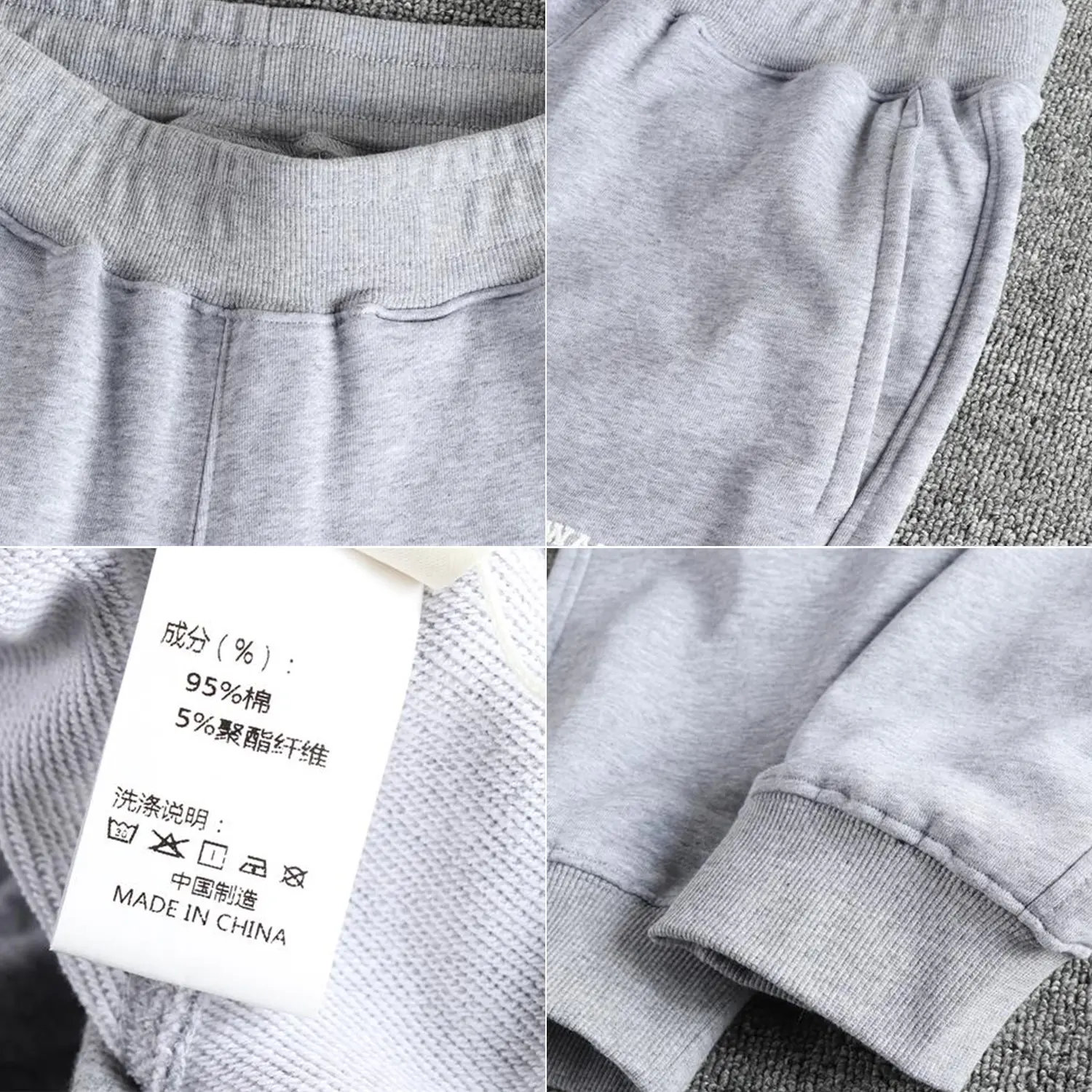 Spring New American Retro Terry Cloth Letter Embroidery Sweatpants Men's Simple Washed Drawstring Casual Sports Ankle-tied Pants