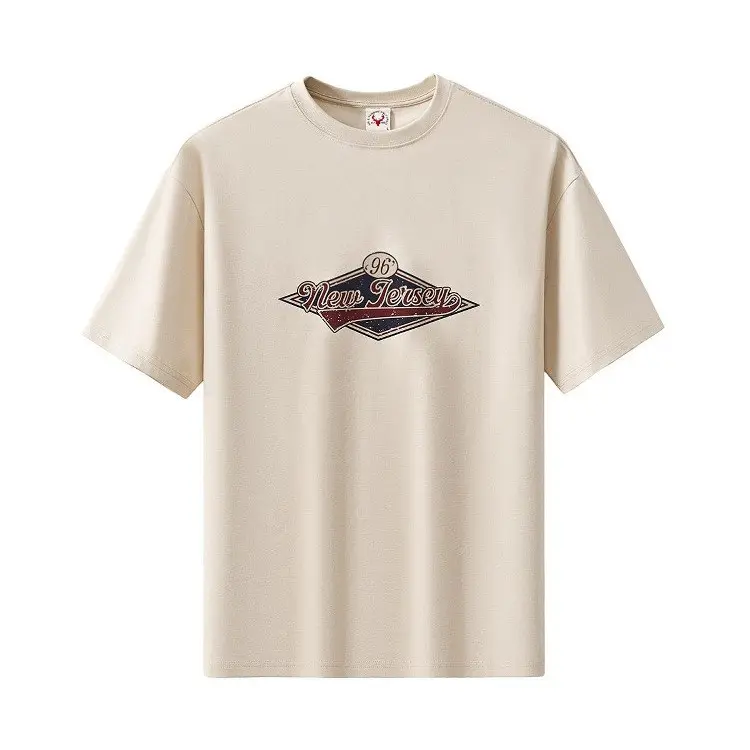 2025 Summer New American Retro Short Sleeve O-neck Letter Embroidery T-shirt Men's Fashion 100% Cotton Washed Casual Youth Tops