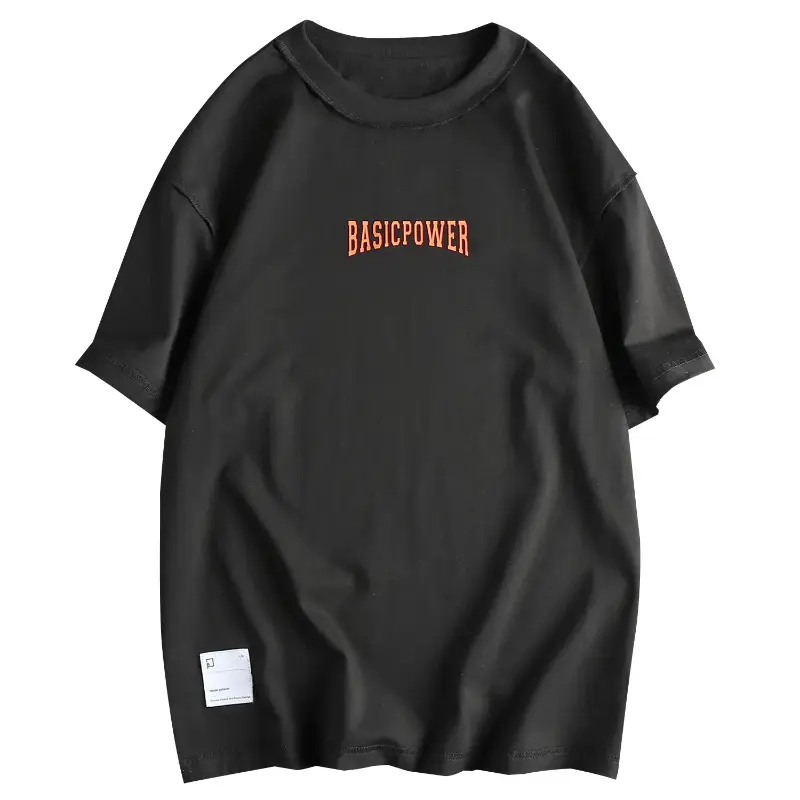 2025 Summer American Retro Short Sleeve O-neck Letter Printed T-shirt Men's Fashion 100% Cotton Washed Casual Loose Youth Tops