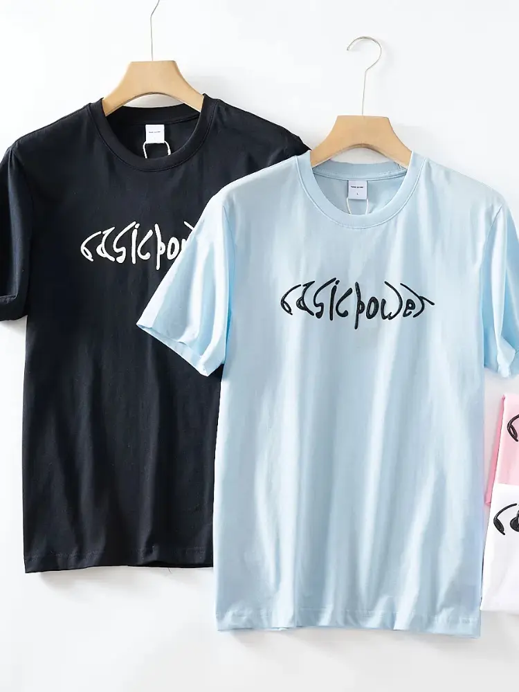 2025 Summer New American Retro Short Sleeve O-neck Letter Printed T-shirt Men's Fashion 100% Cotton Washed Casual Youth Tops