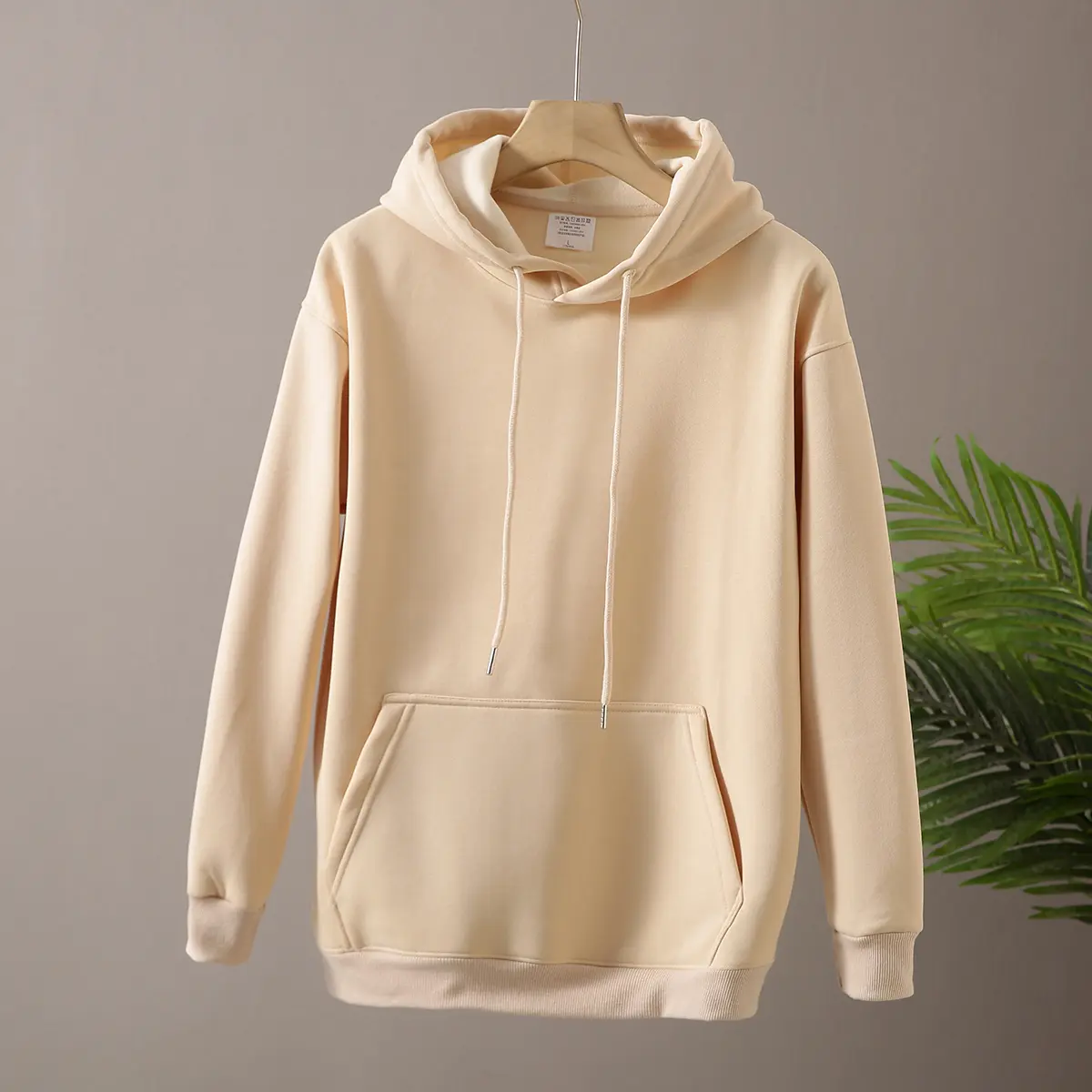 2025 Autumn and Winter New American Retro Long Sleeve Hooded Thick Velvet Soid Color Hoodies Men's Casual Pullover Sportwear