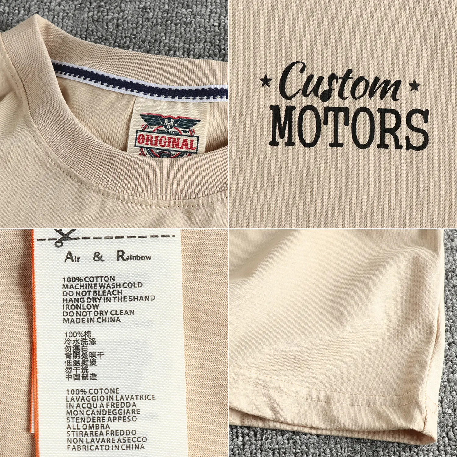 2025 Summer American Retro Short Sleeve O-neck Skeleton Motorcycle Printed T-shirt Men's Fashion 100% Cotton Washed Casual Tops
