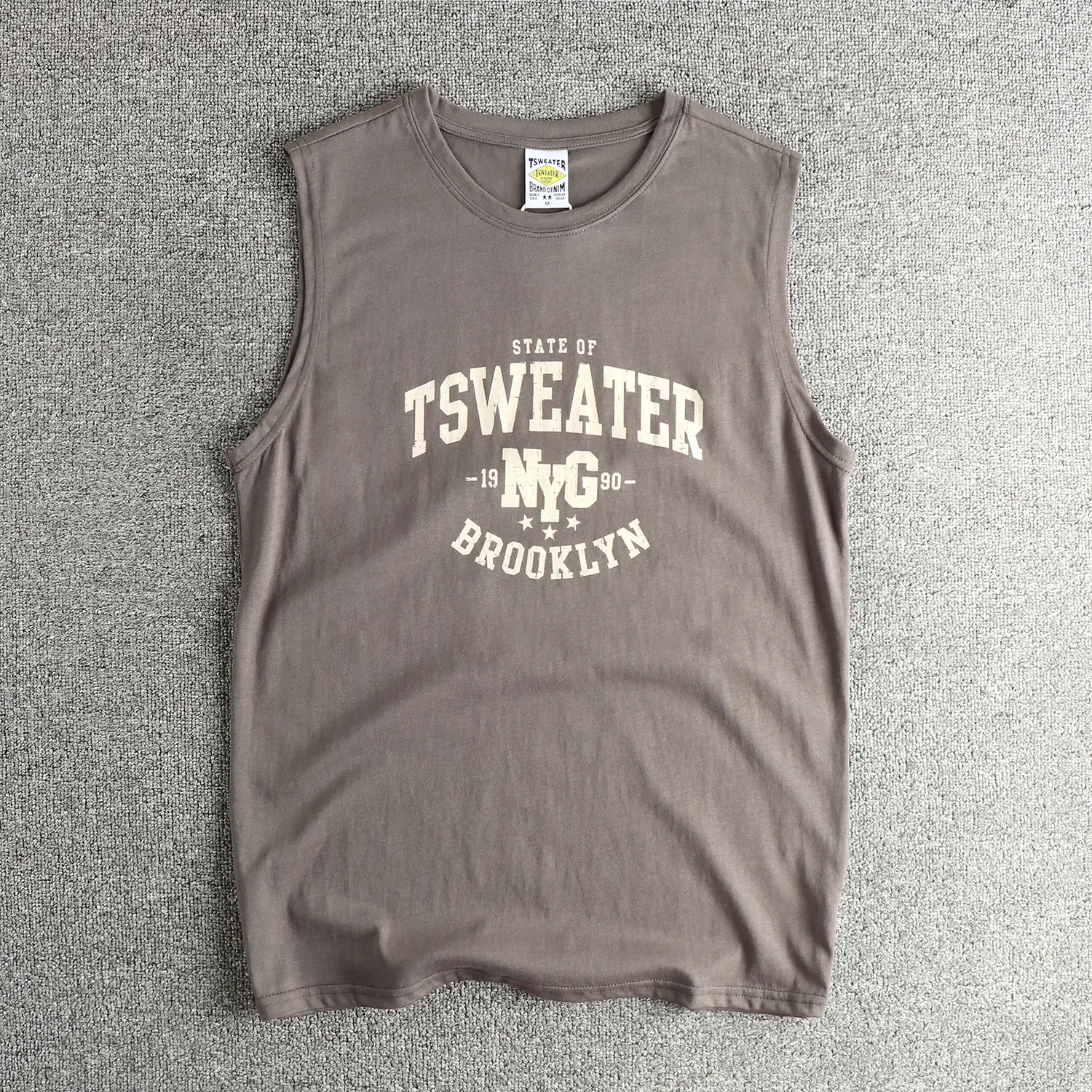 2025 Summer New American Retro Sleeveless O-neck Letter Printed T-shirt Men's Fashion 100% Cotton Fitness Sports Casual Vest