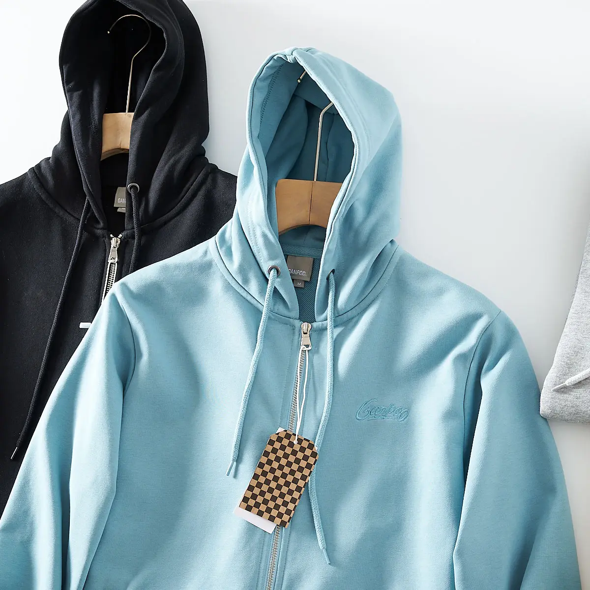 2025 Spring New American Retro Long Sleeve Letter Embroidery Hooded Hoodies Men's 100% Cotton Washed Cardigan Casual Sportwear