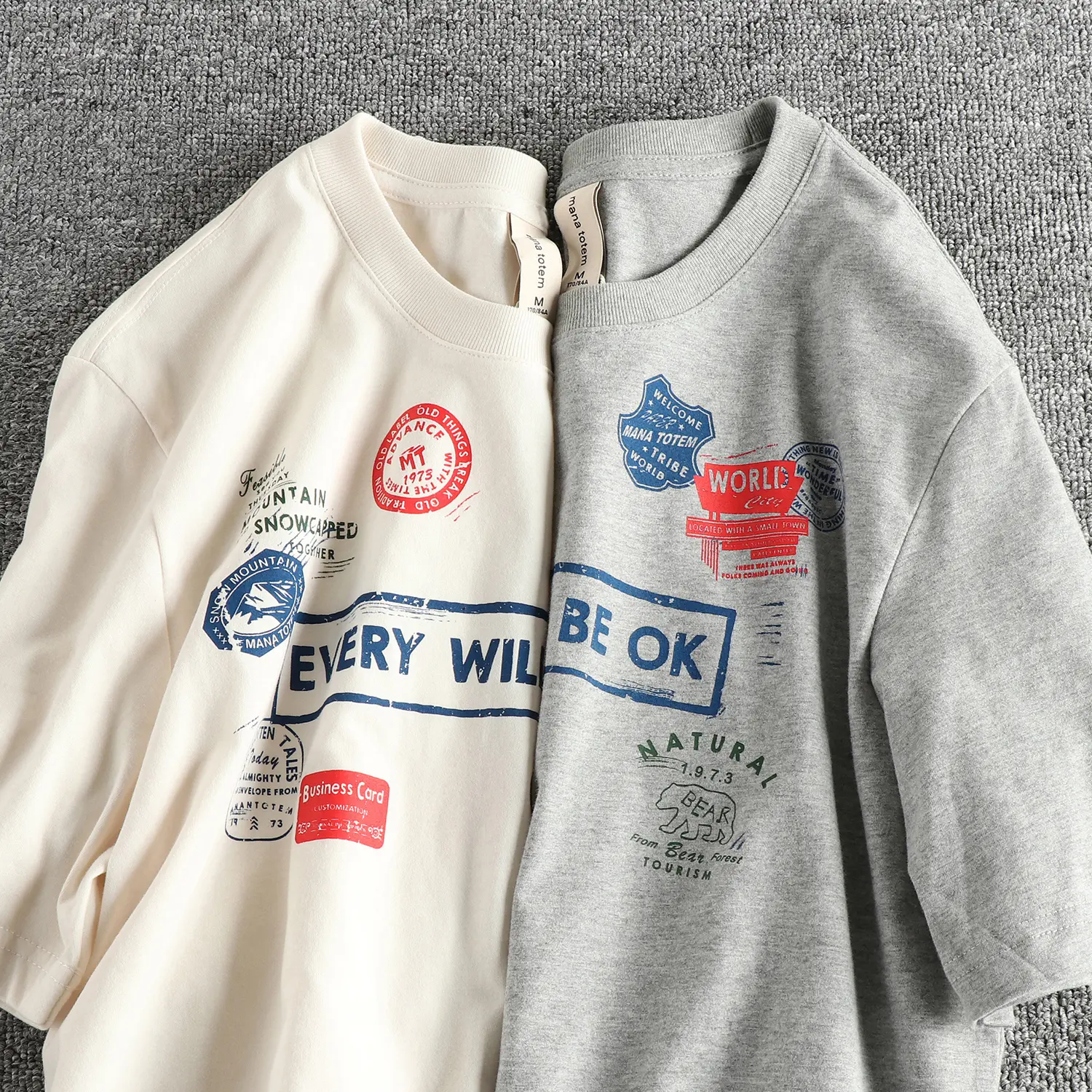 2025 Summer New American Retro Short Sleeve O-neck Letter Badge Printed T-shirt Men's Fashion 100% Cotton Washed Casual Tops