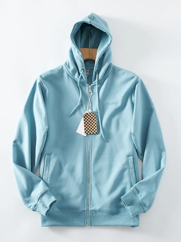 2025 Spring New American Retro Long Sleeve Letter Embroidery Hooded Hoodies Men's 100% Cotton Washed Cardigan Casual Sportwear