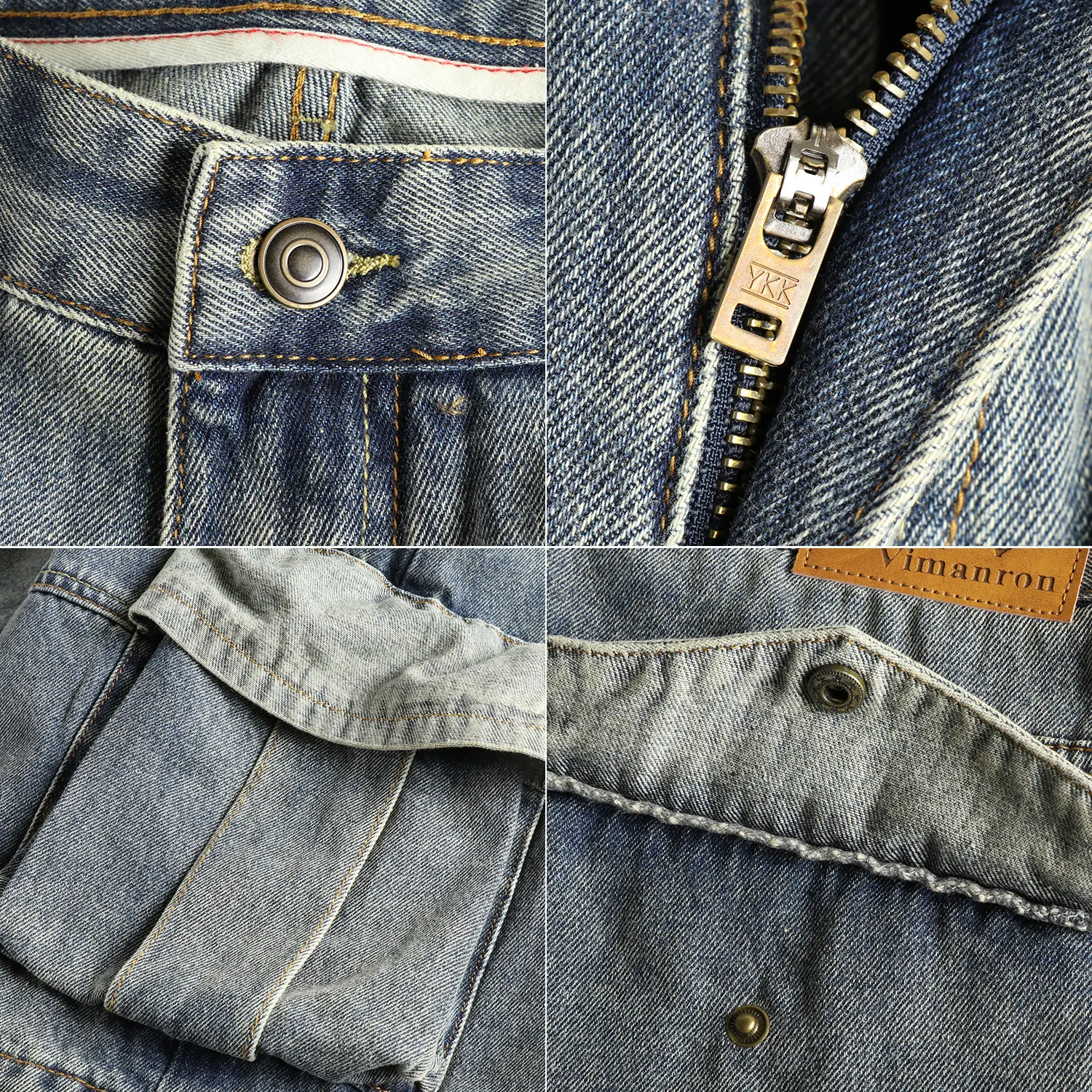 2025 Summer New American Retro Multi Pocket Denim Cargo Shorts Men's 85.7% Cotton Washed Straight Loose Casual Five-point Pants