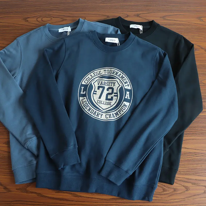 2026 Spring New American Retro Long Sleeve O-neck Letter Printed Sweatshirts Men's Fashion 85% Cotton Pullover Casual Sportwear