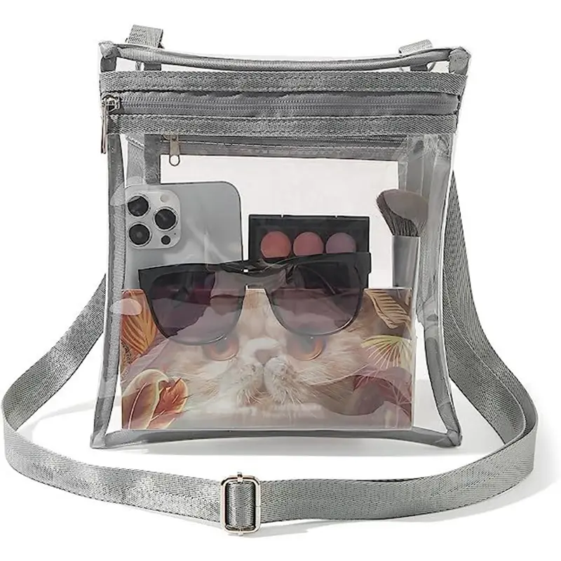 Women's PVC Portable Bags Cosmetic Bag Large Capacity Waterproof Travel Wash Bag Transparent Shoulder Crossbody Bag