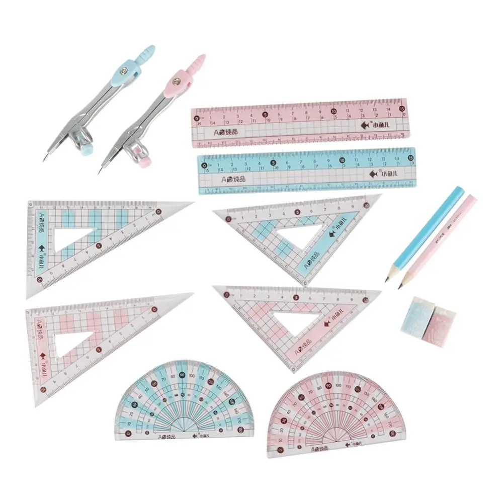8 in 1 Compasses Ruler Kit Geometry Drawing Tools Painting Suit Mathematical Student Stationery Pencil/Ruler/Eraser/Sharpener