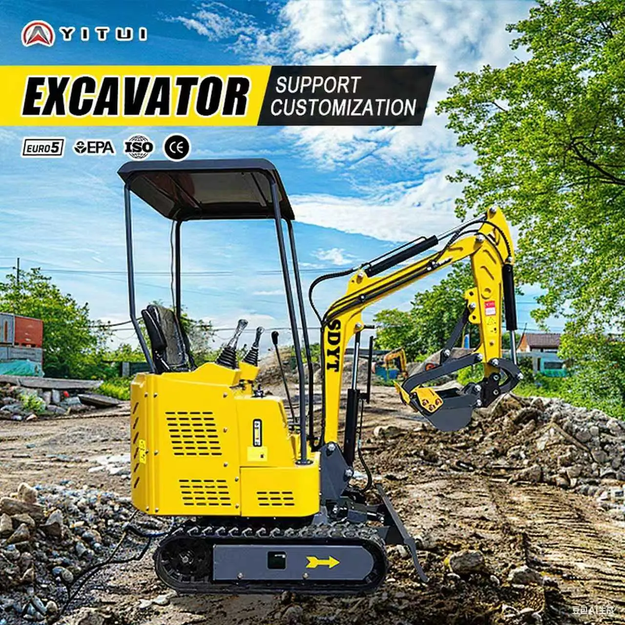 Chinese Mini Excavator Mini Excavator Cab Diesel Excavator Mini Europe Customized Kubota Engine Ce Epa Euro 5 For Sale