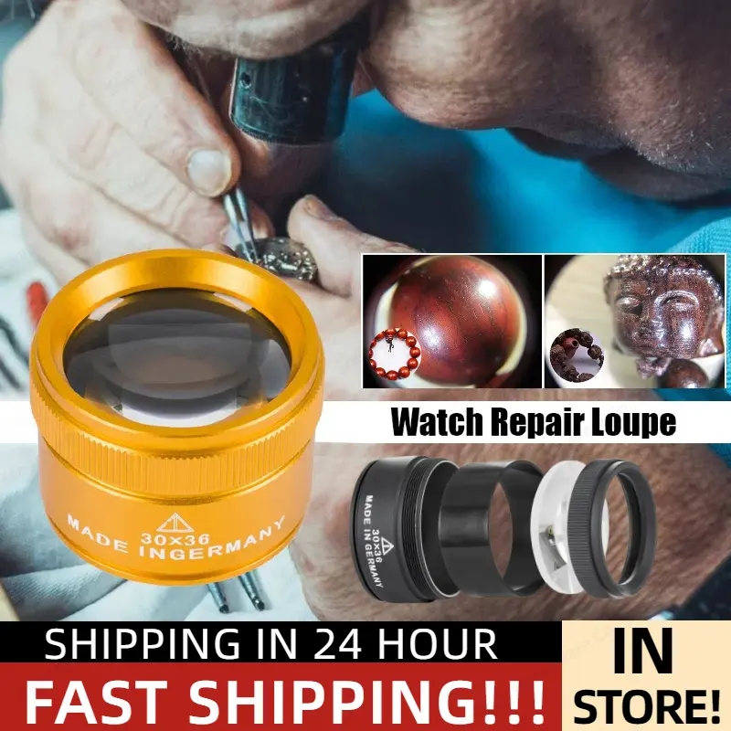 Portable Handheld Measuring Magnifier 30x 40mm Magnifying Glass K9 Optical Lens Loop Microscope For Coins Stamps Jewelry Lupe