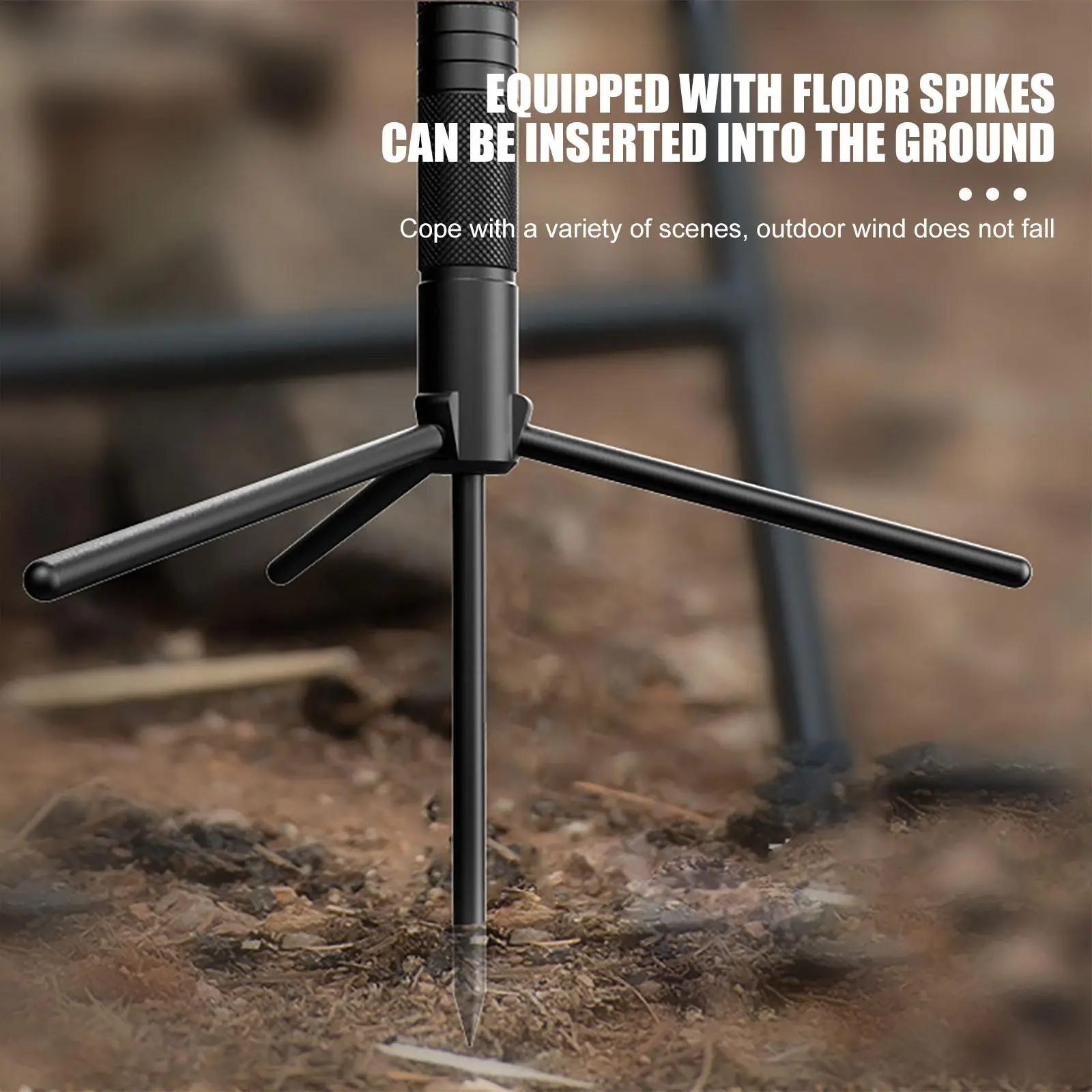 Camping Lights Support with Ground Spike Multifunctional Camera Tripod Aluminum Alloy Portable for Outdoor Camping