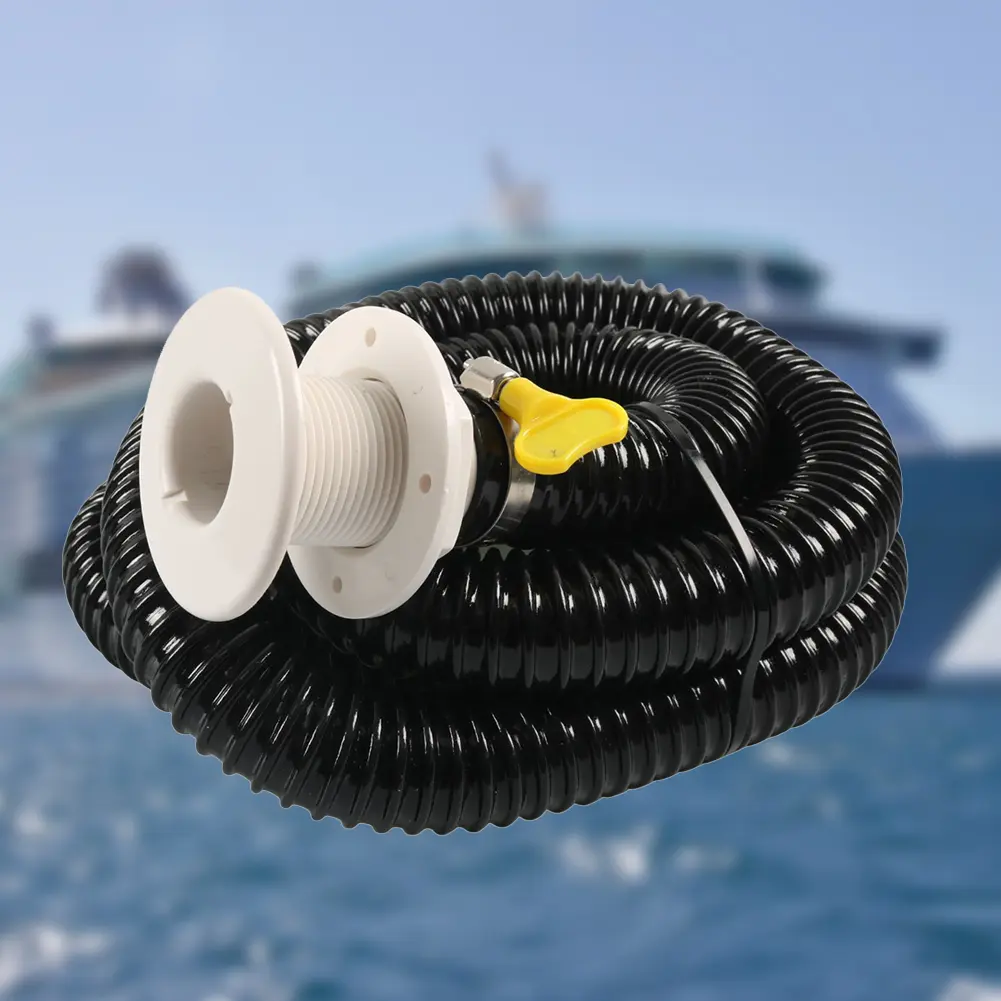 Bilge Pump Hose Installation Kit for Boats 2pcs Clamps 6ft Hose Thru Hull Connector Complete Bilge Pumps Installation Kit