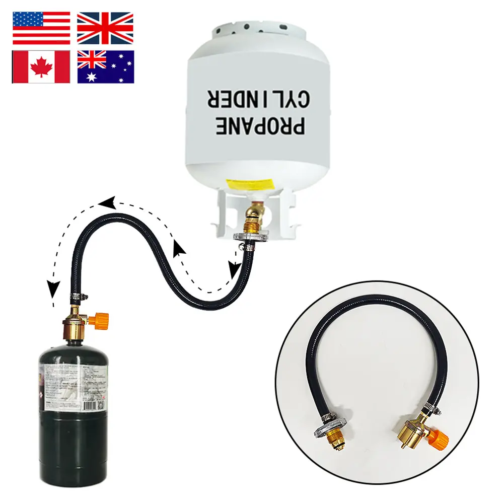 Gas Adapter Connection Hose with ON-Off Control Valve Propane Refill Adapter Hose Copper For Outdoor Camping for Outdoor Camping