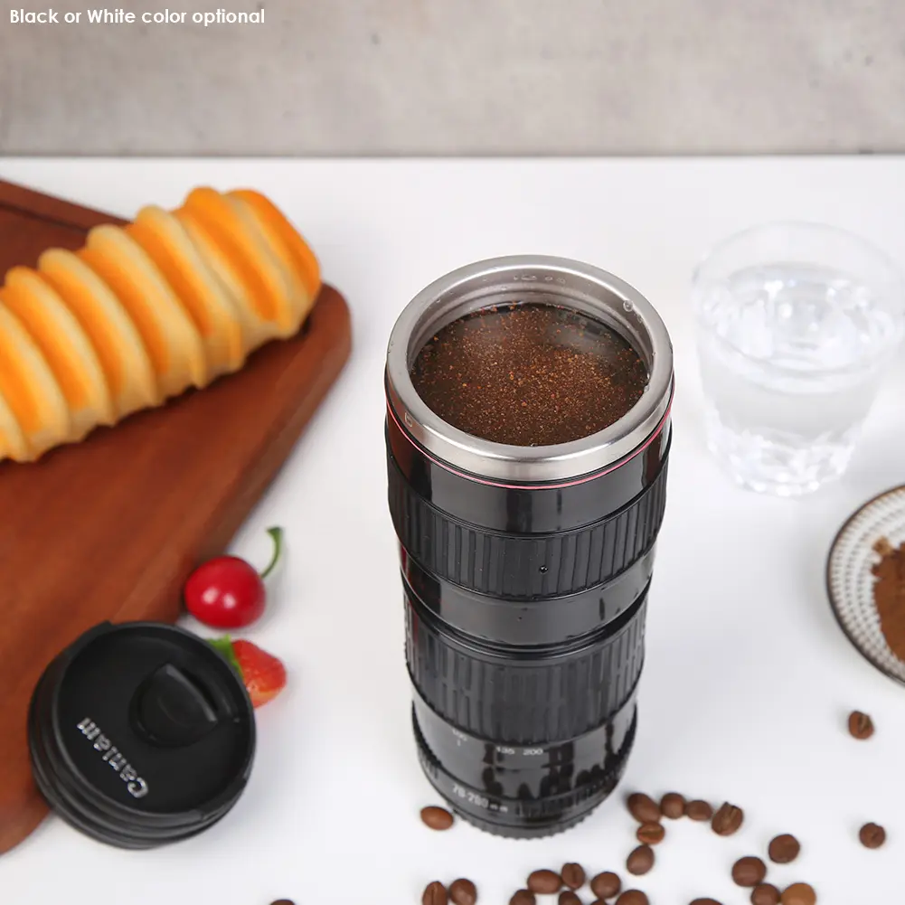 400ml Camera Lens Coffee Mug Leak Proof Photo Coffee Cup Rust-free Stainless Steel Water Bottle Gifts for Lovers Valentine's Day