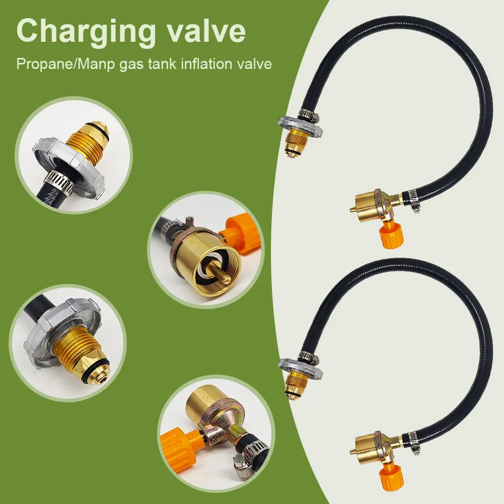 Gas Adapter Connection Hose with ON-Off Control Valve Propane Refill Adapter Hose Copper For Outdoor Camping for Outdoor Camping