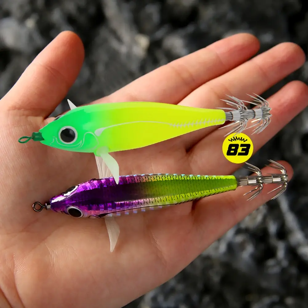 83mm Luminous Squid Lure Squid Fishing Lure Double Hook Cuttlefish Attracting Lure Fish Shaped Realistic for Octopus Squid