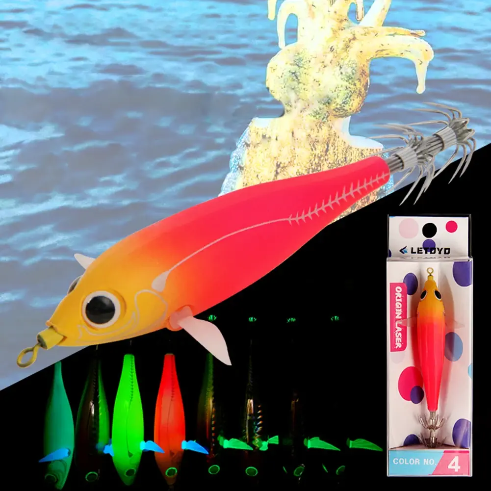 83mm Luminous Squid Lure Squid Fishing Lure Double Hook Cuttlefish Attracting Lure Fish Shaped Realistic for Octopus Squid