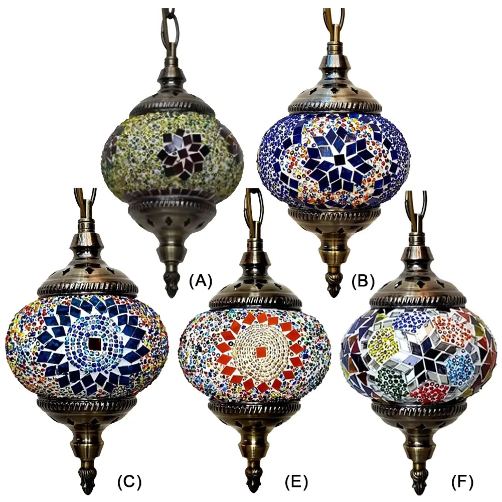 Mosaic Pendant Light Turkish Moroccan Mosaic Hanging Ceiling Lamp E27 Restaurant Club Single Head Chandelier for Bar Home Hotel
