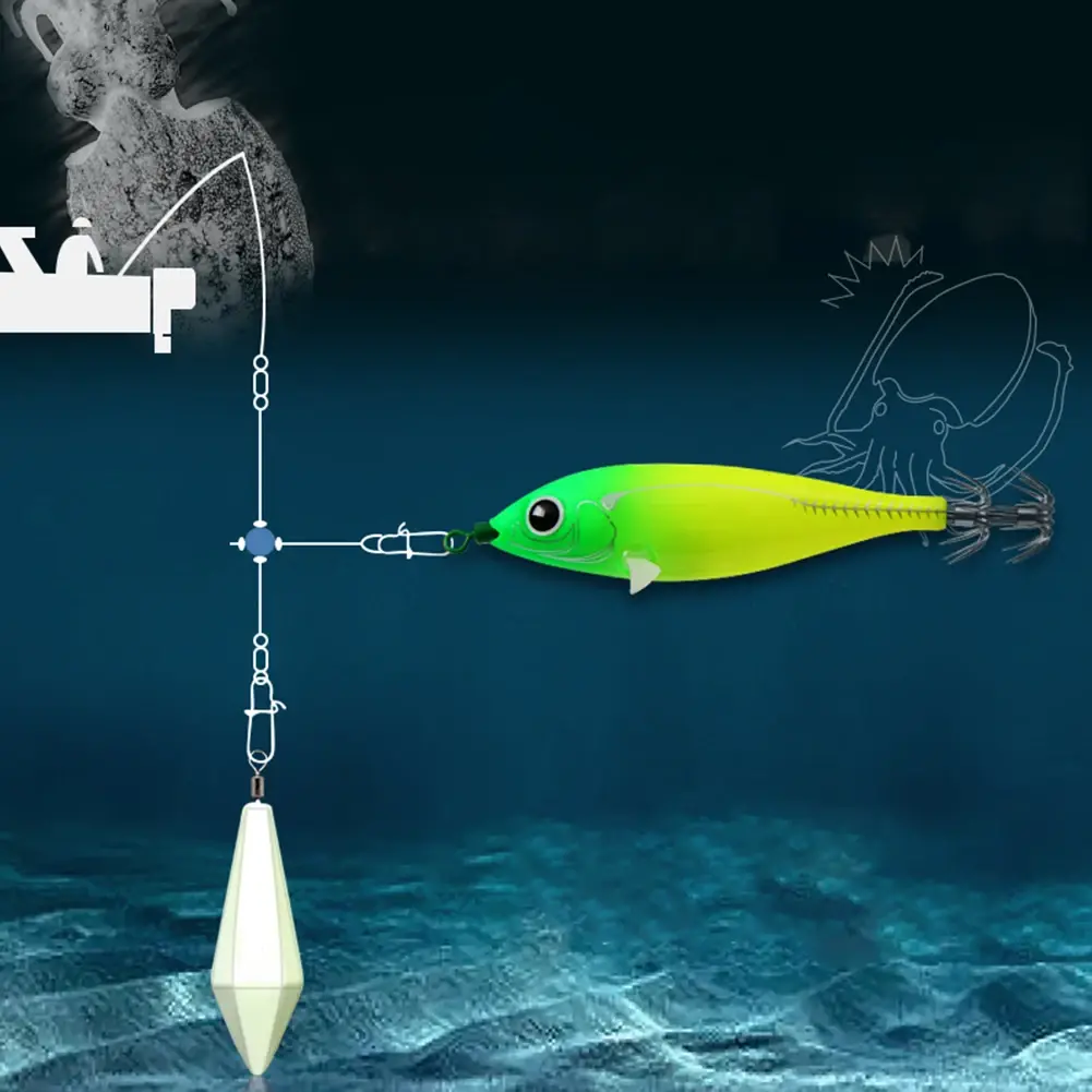 83mm Luminous Squid Lure Squid Fishing Lure Double Hook Cuttlefish Attracting Lure Fish Shaped Realistic for Octopus Squid