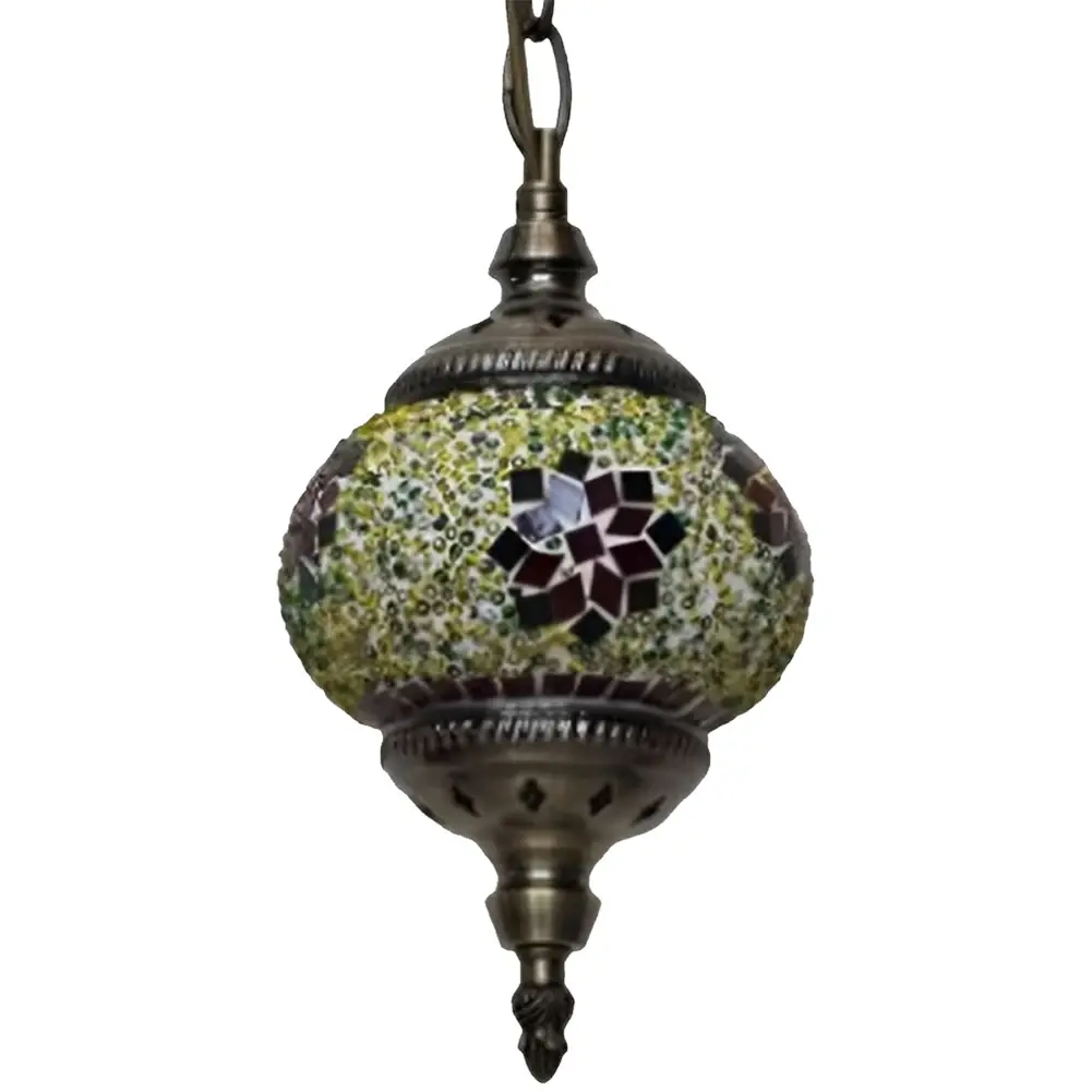 Mosaic Pendant Light Turkish Moroccan Mosaic Hanging Ceiling Lamp E27 Restaurant Club Single Head Chandelier for Bar Home Hotel