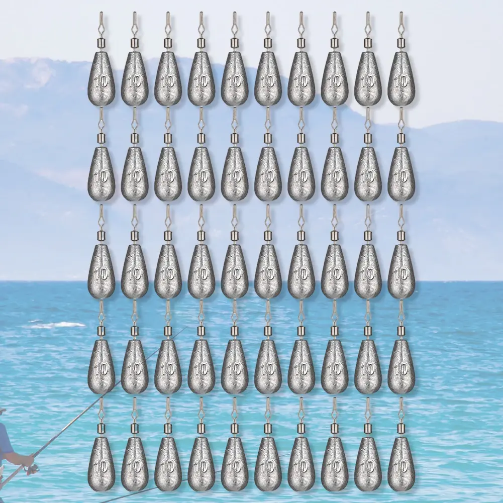 50/100 Pcs Fishing Sinker Quick Release Tear Drop Shot Weights 360 Degree Rotatory Fishing Accessories for Outdoor