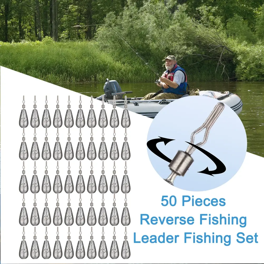 50/100 Pcs Fishing Sinker Quick Release Tear Drop Shot Weights 360 Degree Rotatory Fishing Accessories for Outdoor