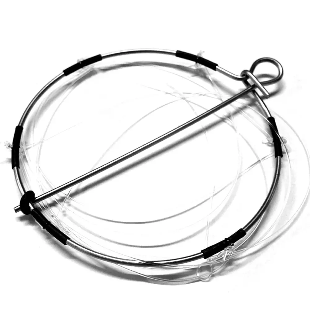 6-Ring Fishing Crab Cast Trap Stainless Steel Shrimp Crab Cast Trap Portable Fishing Shrimp Crab Trap Ring Fishing Tool