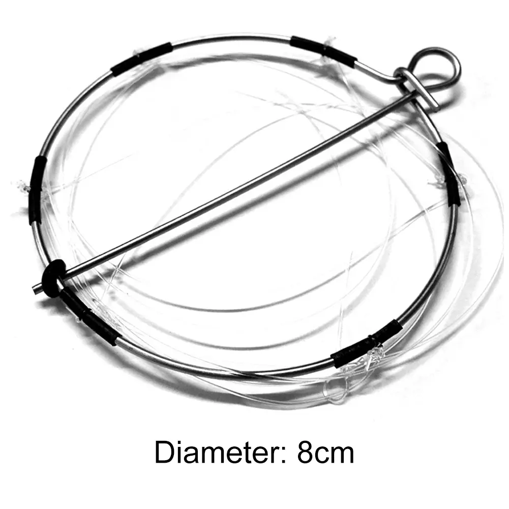 6-Ring Fishing Crab Cast Trap Stainless Steel Shrimp Crab Cast Trap Portable Fishing Shrimp Crab Trap Ring Fishing Tool