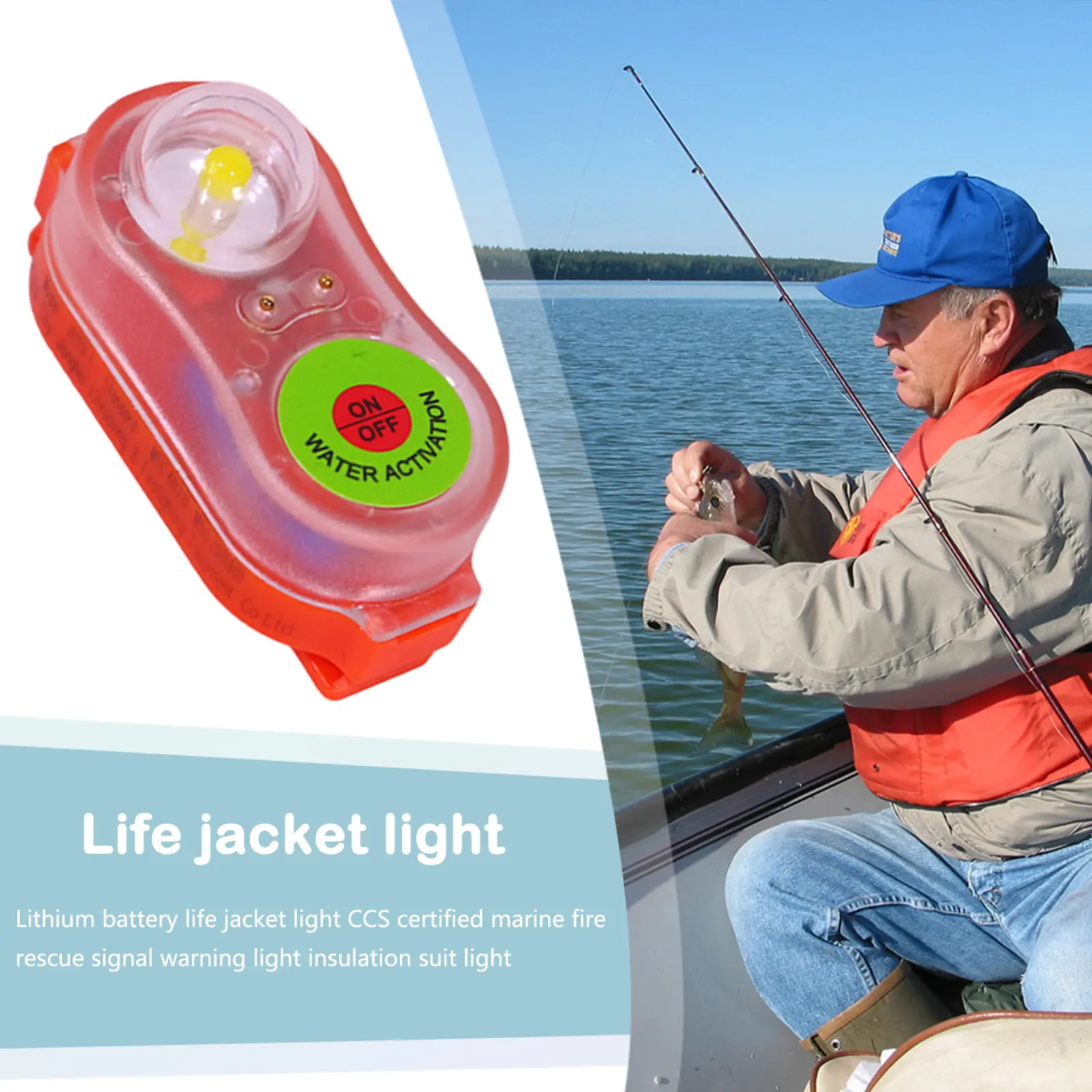 LED Life Jacket Light Energy-Efficient Automatic Survivor Locator Light Waterproof Life Saving Warning Lamp Outdoor Supplies