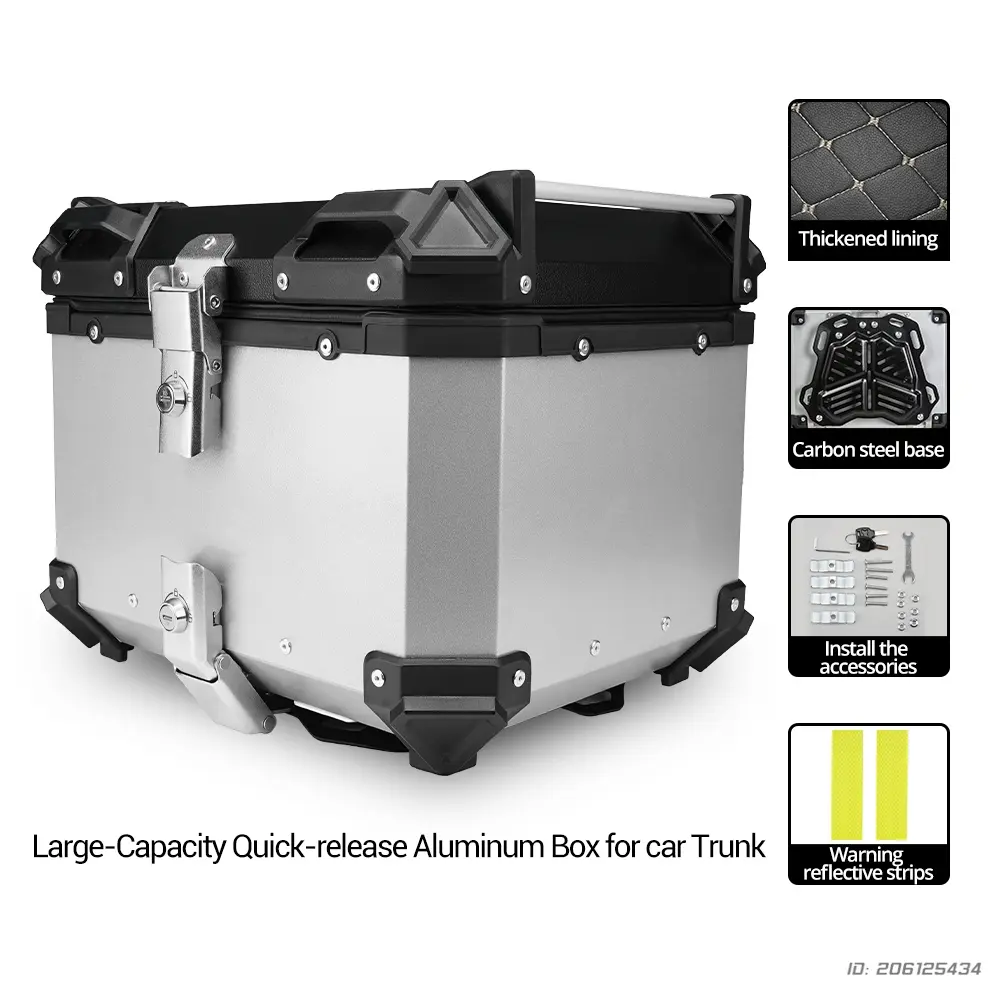 Motorcycle Top Box Universal Aluminum Alloy Waterproof Tail Box Trunk Anti-Theft Storage For Touring Motocross 28L-100L Trunk